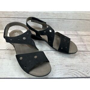Mephisto Sz 40/10 Women Phiby Sandals Black Nubuck Leather Perforated *WORN ONCE